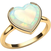 Opalescent pearlescent heart shaped opal, 14k realistic gold ring, 3D rendering, masterpiece  sticker