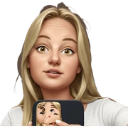 blonde girl holding smartphone portrait sticker