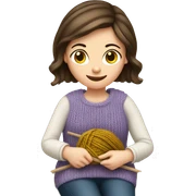white brunette girl knitting sticker