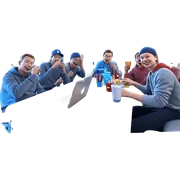 boys enjoying drinks indoors sticker