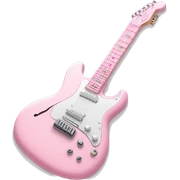 Pastel Pink Guitar "A pastel pink electric guitar with glowing strings, sparkling accents, and tiny hearts and stars floating around as it strums." sticker