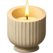 candle in beige concrete ridged vessel sticker