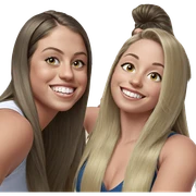 happy girls with blonde hair sticker