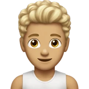 Young blonde boy with a whitish bronze tan and a low taper burst fade fluffy hair  and brown eyes  sticker