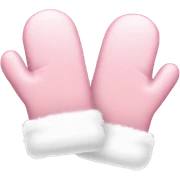 a pair of light pink mittens with white fur sticker
