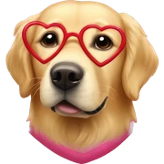 Golden retriever wearing heart glasses sticker