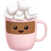 Light Pink mug of hot chocolate with marshmallows  sticker