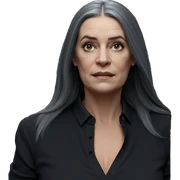 grey haired girl in black sticker