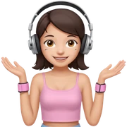 aesthetic brunette girl in light pink tube top shirt with headphones on sticker