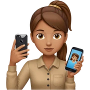 Ein Mädchen Mit einem Pferdeschwanz allerdings hatt es Braune Haare und ein Handy sticker