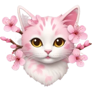 Cherry blossom cat sticker