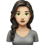 Woman with long dark brown hair and green eyes and fair skin sticker