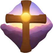 cross with sunset behind it  sticker