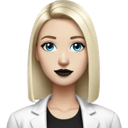 Slavic adult woman, goth eyes makeup, pink lips, blue eyes, medium bob black-to-blonde ombre straight hair, white T-shirt and black office jacket. sticker