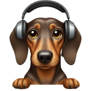 Dachshund with headphones sticker
