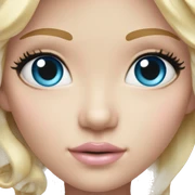 ocean blue doll eyes, blonde hair, feminine, pink, girl, angelic sticker