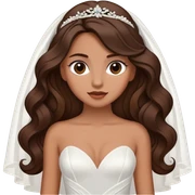 Tan, Dark Brown haired girl, long Hollywood wave hair, in white wedding dress sticker