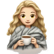White girl with blanket and cup sticker