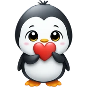 Cute penguin with heart sticker