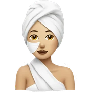 Lady with face mask spa beauty full face relaxing sticker