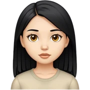 girl black straight hair sticker