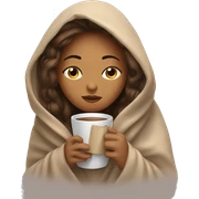 girl inside a blanket sipping coffee eyes closed sticker