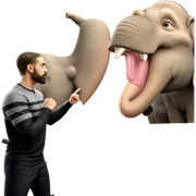male with beard near elephant sticker