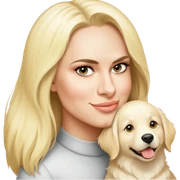 Person with white golden retriever.  sticker