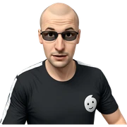 bald guy in black shirt sticker