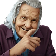 smiling old man in focus sticker