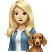 white blonde girl with longhair dachsund sticker