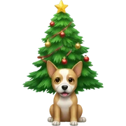 dogs with christmas tree sticker