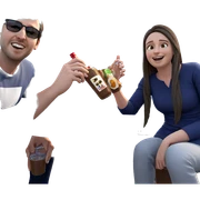 happy couple enjoying outdoor drink sticker