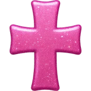 Glitter pink cross  sticker