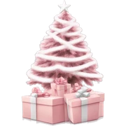 Light pink Christmas gifts under a white Christmas tree  sticker