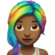 Girl with rainbow hair sticker
