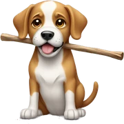 dog with stick sticker