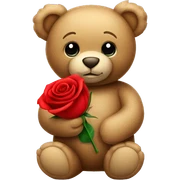 Teddy bear holding a red rose sticker