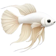 White beta fish with beige pastel sticker