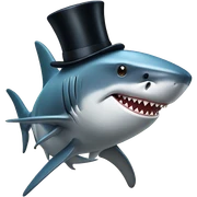 Shark with a top hat sticker
