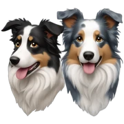 Left face tricolor right face blue merle border collie sticker