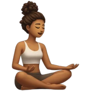 Chica meditando pelo marrón aesthetic sticker