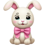 cute plush bunny with pink bow around neck sticker
