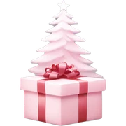 Light pink Christmas gifts under a white Christmas tree  sticker