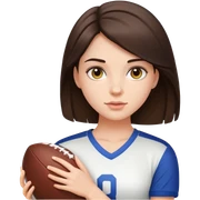 brunette girl with football sticker