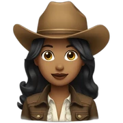 cowgirl straight black hair sticker