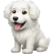 white fluffy dog, with one ear sticking up, tongue out sticker