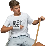 sitting boy in white shirt sticker