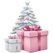 Light pink Christmas gifts under a white Christmas tree  sticker