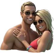 happy couple at the beach sticker